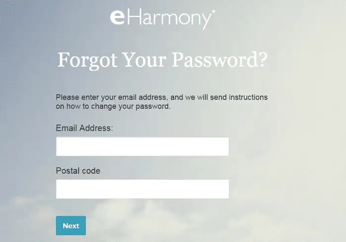 eHarmony Forgot Your Password