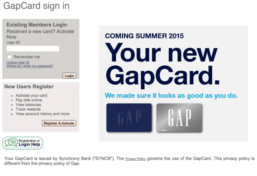 gap visa login