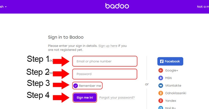 badoo dating login